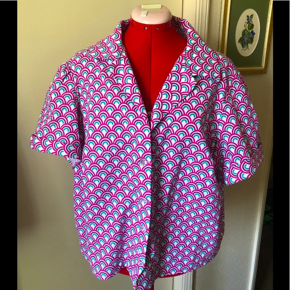 LIKE NEW: Handmade Pastel Rainbow/Button down Top
